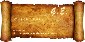 Gruics Ervin névjegykártya